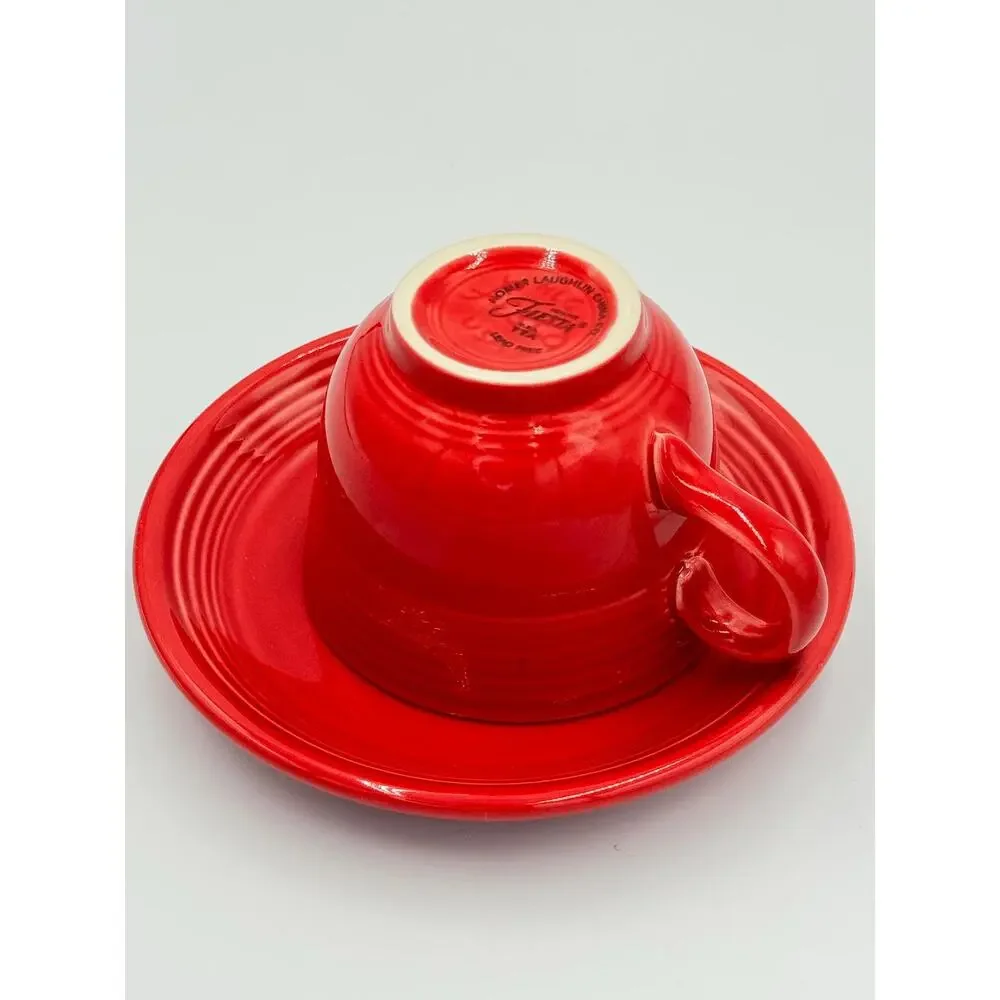 Fiesta by Homer Laughlin Teacup and Saucer Set - Scarlet Red